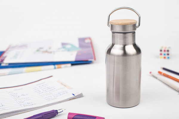 Trinkflasche für Kinder - Edelstahl, Bambusdeckel