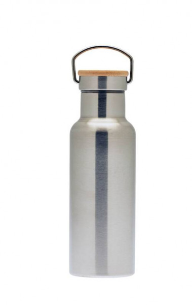 Trinkflasche mit Bambusdeckel - Edelstahl